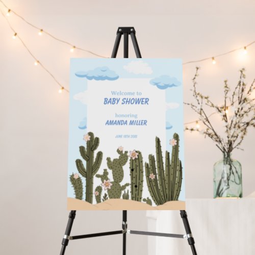 Wild Desert with Cactus Cute Baby Shower Welcome Foam Board
