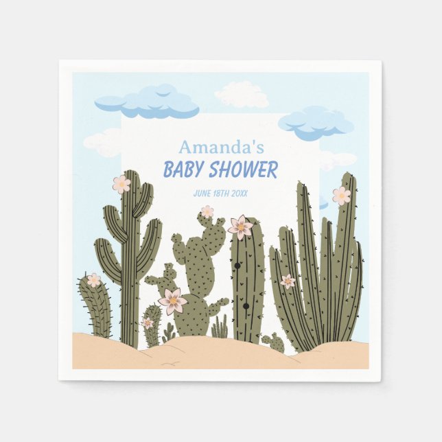 Wild Desert with Cactus Cute Baby Shower Welcome Napkins (Front)