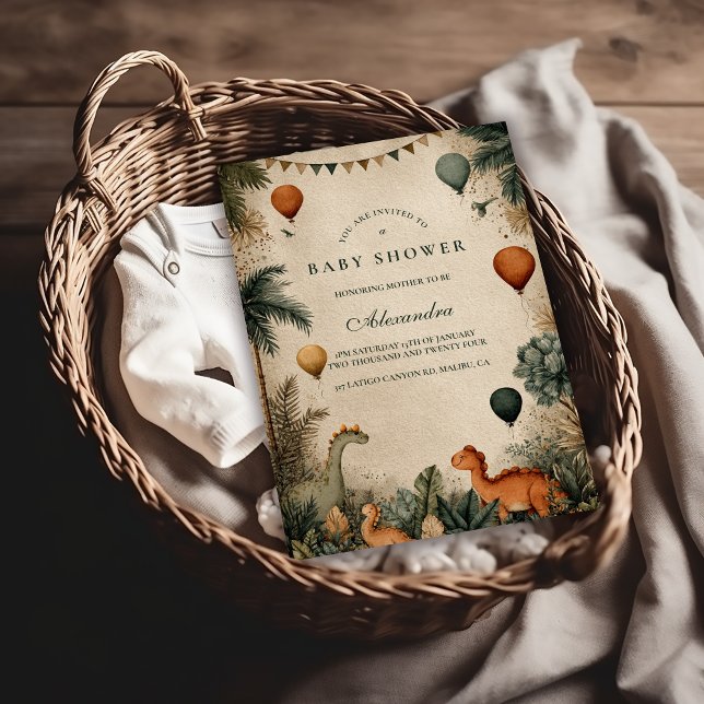 Wild Dino Forest Baby Shower Invitation (Creator Uploaded)