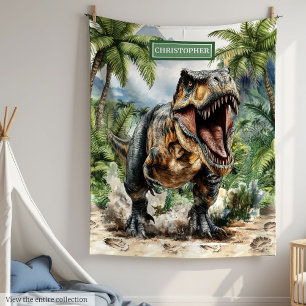 Wild Dinosaur Blanket Custom Boy Name Gift