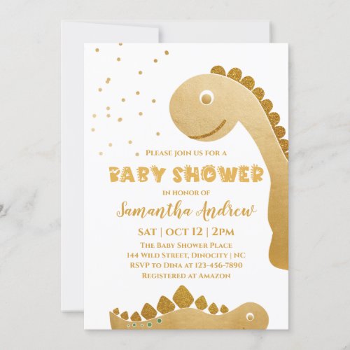 Wild Dinosaur Gender Neutral Baby Shower Invitation