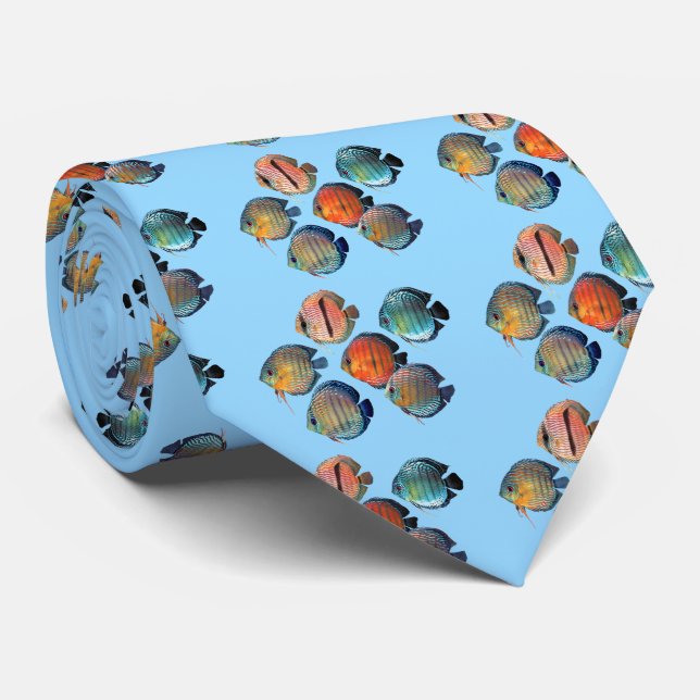 Wild Discus Fish Neck Tie (Rolled)