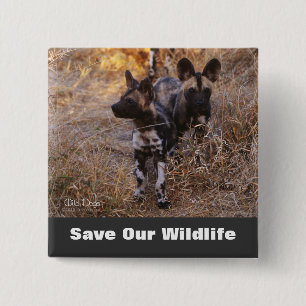 Wild Dogs Save Our Wildlife Button