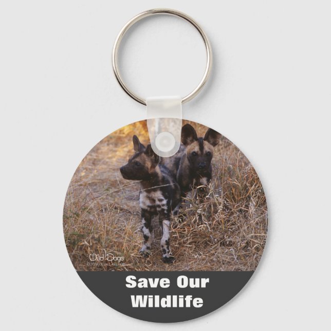 Wild Dogs Save Our Wildlife Key Chain (Front)
