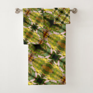 Wild Dogwood Flower Blossoms Abstract Pattern   Bath Towel Set