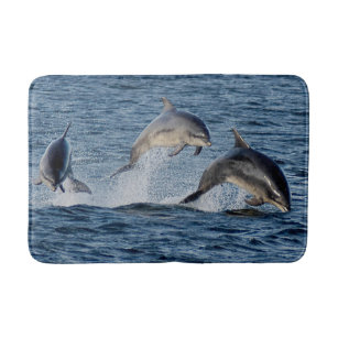 Wild Dolphins Leaping Photograph Scotland Highland Bathroom Mat
