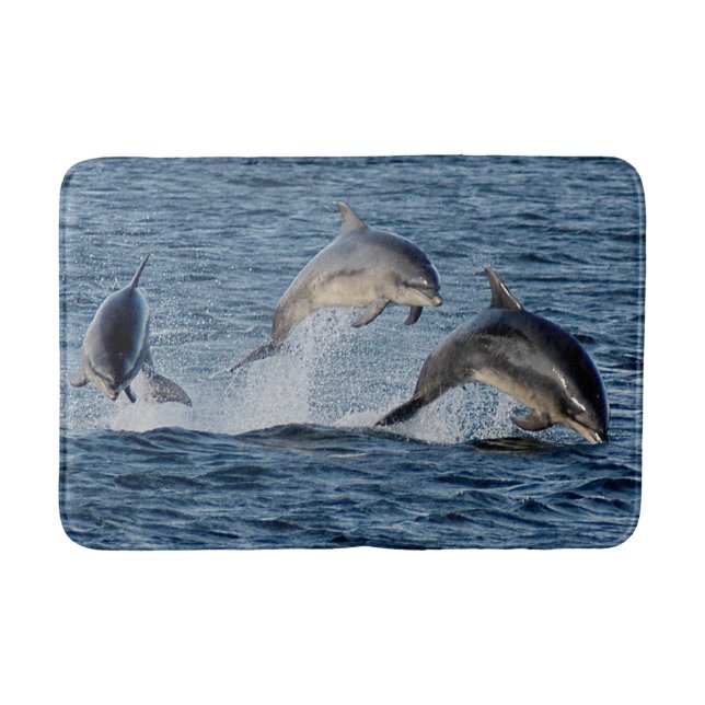 Wild Dolphins Leaping Photograph Scotland Highland Bathroom Mat (Front)
