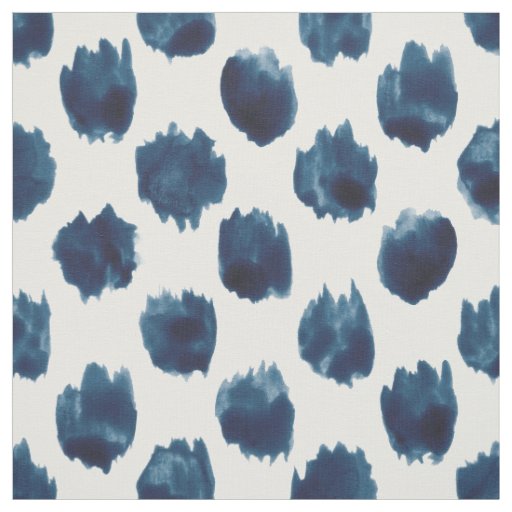WILD DOTS Indigo Watercolor Polka Dot Fabric