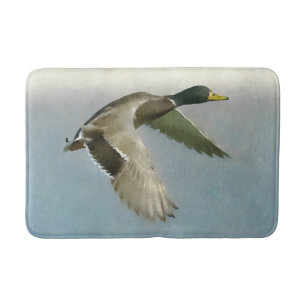Wild Duck In Flight Bathroom Mat