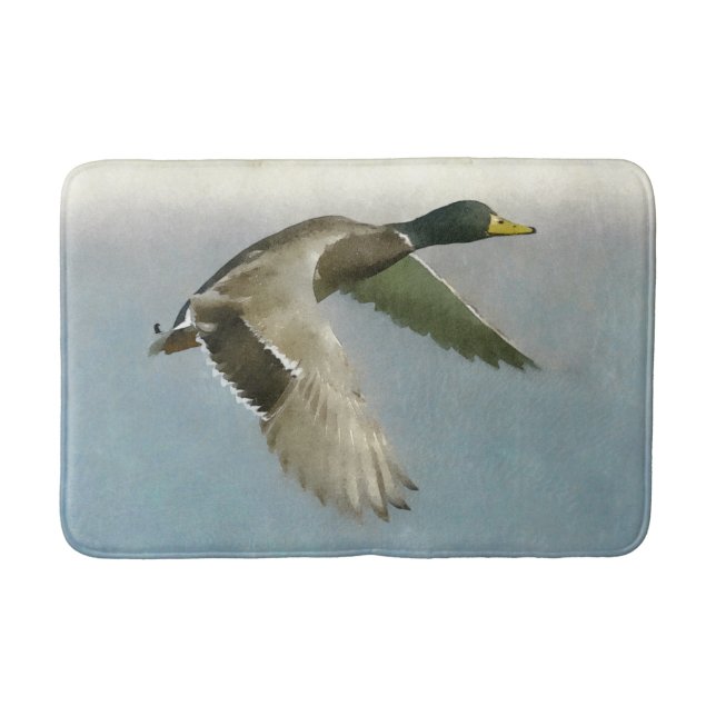 Wild Duck In Flight Bathroom Mat (Front)