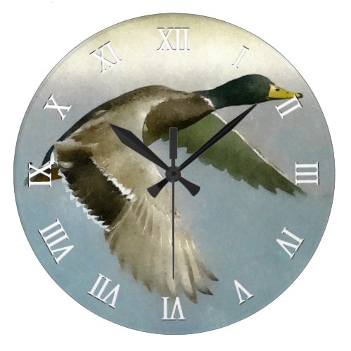 Wild Duck In Flight Large Clock
