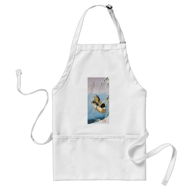 Wild Duck Swimming Snow Laden Reeds by Hiroshige Adult Apron (Front)