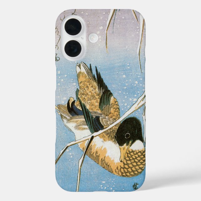 Wild Duck Swimming Snow Laden Reeds by Hiroshige Case-Mate iPhone Case (Back)