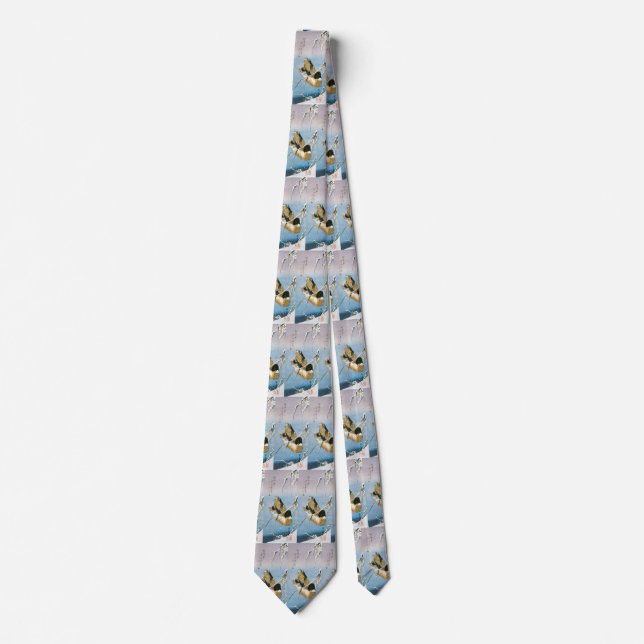 Wild Duck Swimming Snow Laden Reeds by Hiroshige Neck Tie (Front)