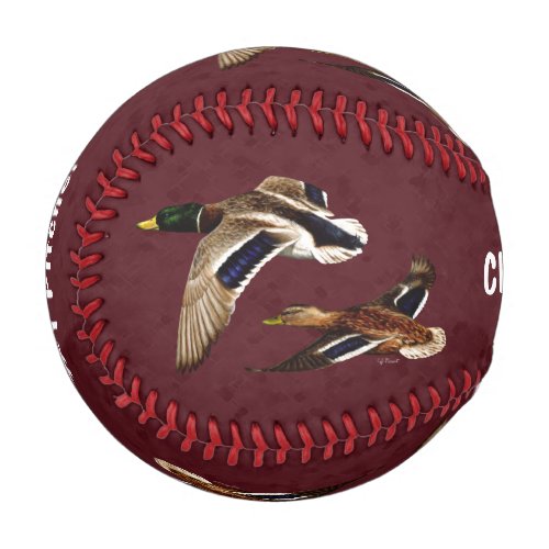 Wild Ducks in Flight Maroon Baseball