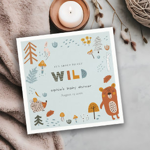 Wild Dusky Blue Woodland Animals Baby Shower Napkins