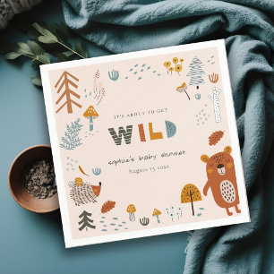 Wild Dusky Blush Woodland Animals Baby Shower Napkins