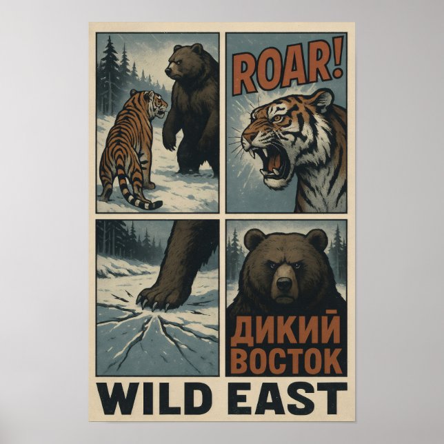 Wild East Clash – Tiger vs Bear Siberian Showdown Poster (Front)