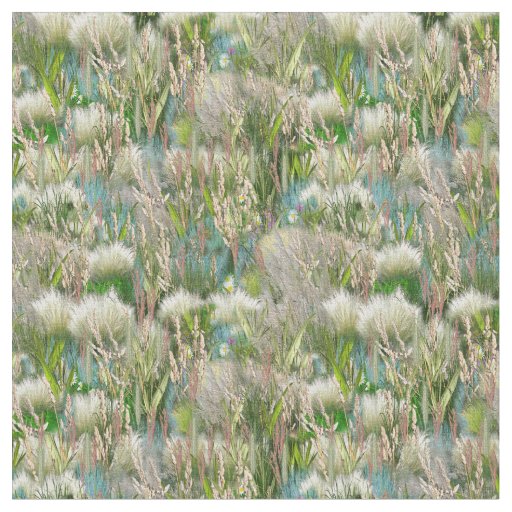 Wild Eco-friendly Flowers & Grasses in Spring  Fabric