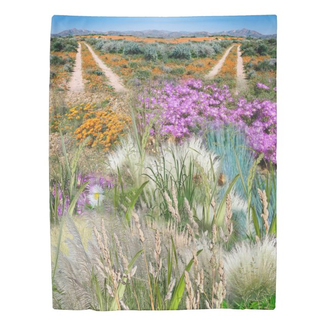 Wild Eco-friendly Grasses & Spring flowers Duvet C Cover (Front)