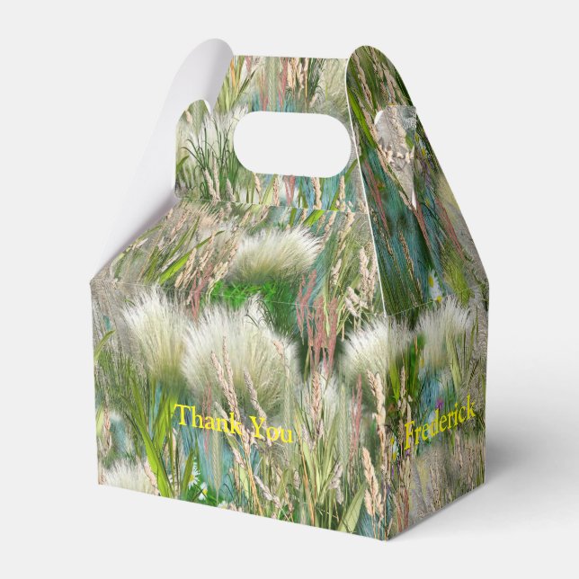 Wild Eco-friendly Grasses & Spring flowers Favor Boxes (Front Side)