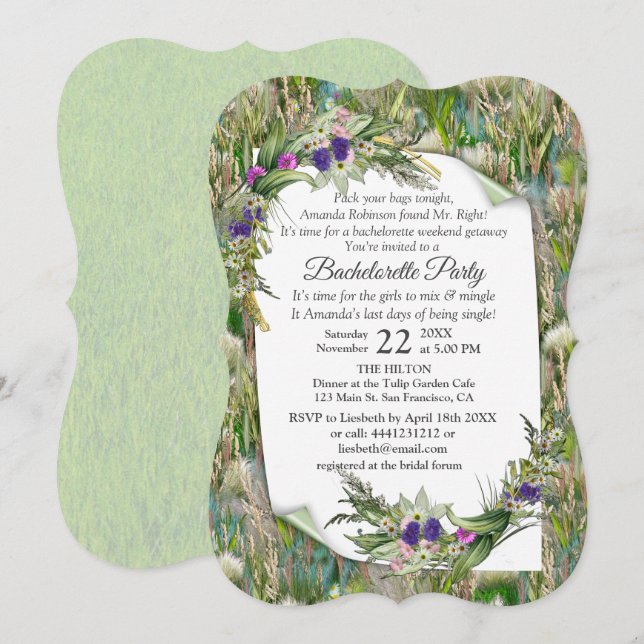 Wild Eco-friendly Grasses & Spring flowers Invitation (Front/Back)