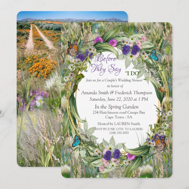 Wild Eco-friendly Grasses & Spring flowers Invitation (Front/Back)