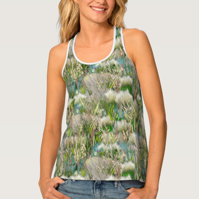 Wild Eco-friendly Native Grasses in Spring  Tank Top (Front)