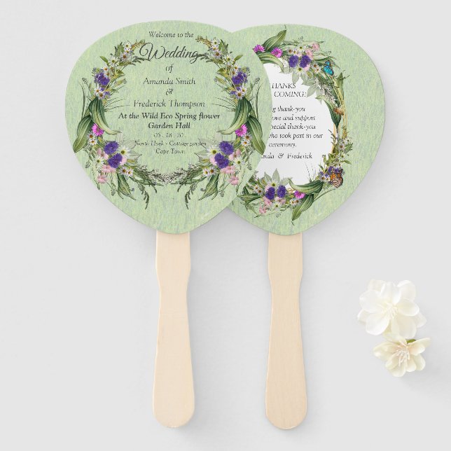 Wild Eco-friendly Spring Flowers Hand Fan (Front and Back)
