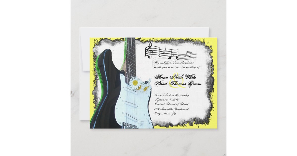 Wild Electric Guitar Lime Music Wedding Invitation Zazzle