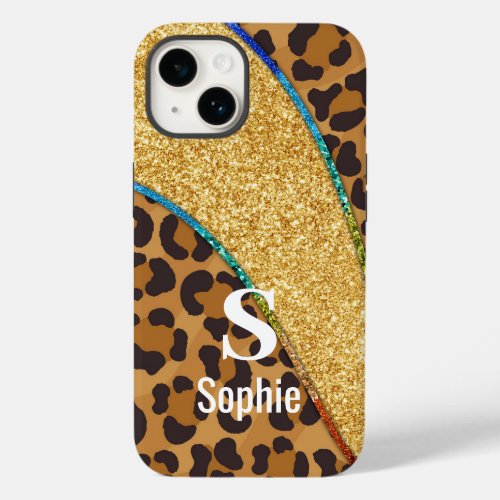 Wild Elegance Animal Skin Custom Name w Monogram Case_Mate iPhone 14 Case