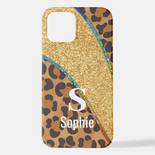 Wild Elegance Animal Skin Custom Name w Monogram iPhone 12 Case