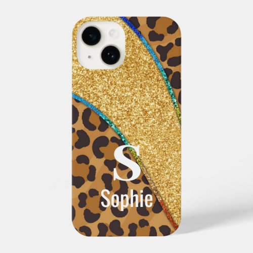 Wild Elegance Animal Skin Custom Name w Monogram iPhone 14 Case