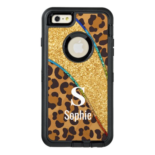 Wild Elegance Animal Skin Custom Name w Monogram OtterBox Defender iPhone Case