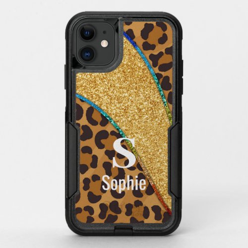 Wild Elegance Animal Skin Custom Name w Monogram OtterBox Commuter iPhone 11 Case