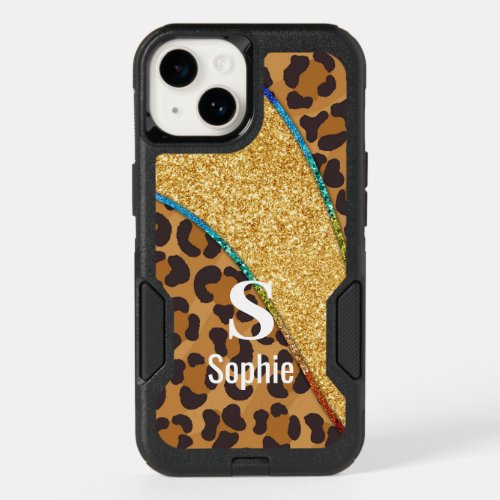 Wild Elegance Animal Skin Custom Name w Monogram OtterBox iPhone 14 Case