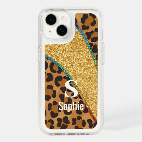 Wild Elegance Animal Skin Custom Name w Monogram Speck iPhone 14 Case