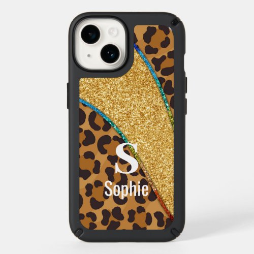 Wild Elegance Animal Skin Custom Name w Monogram Speck iPhone 14 Case