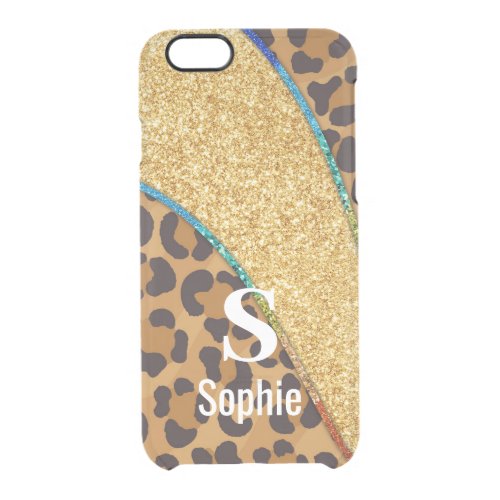 Wild Elegance Animal Skin Custom Name w Monogram Clear iPhone 66S Case