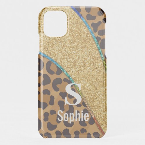 Wild Elegance Animal Skin Custom Name w Monogram iPhone 11 Case