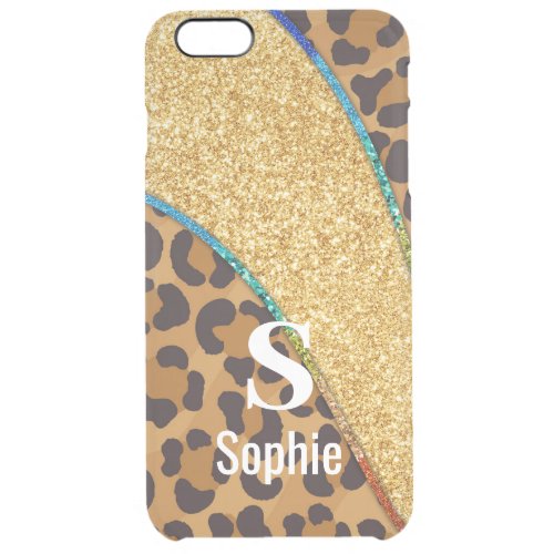 Wild Elegance Animal Skin Custom Name w Monogram Clear iPhone 6 Plus Case