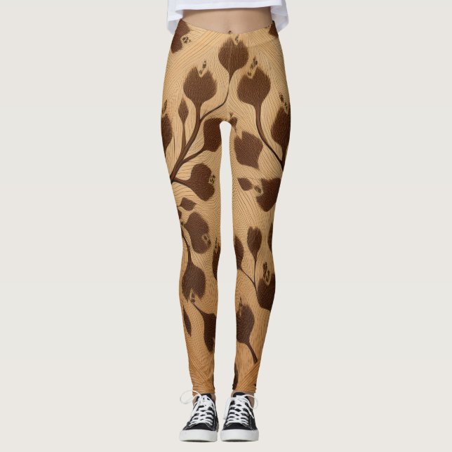 Wild Elegance: Brown Animal Print Leggings (Front)