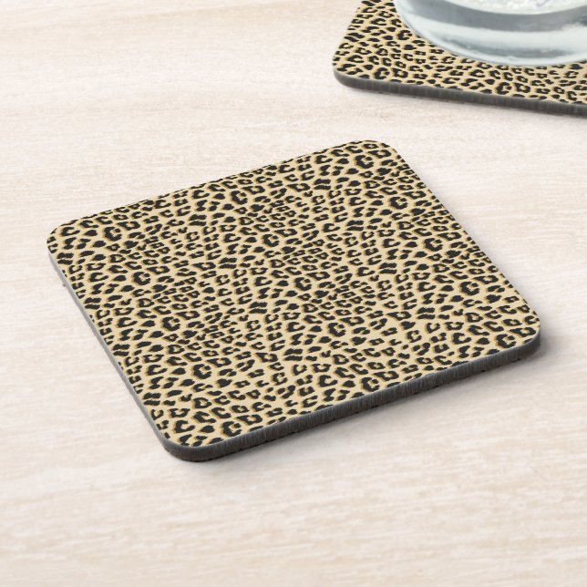 Wild Elegance Leopard Print Beverage Coaster (Left Side)
