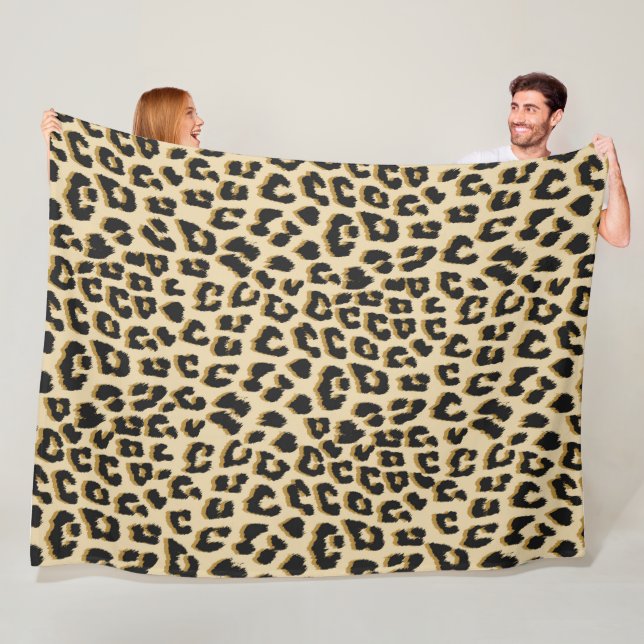 Wild Elegance Leopard Print Fleece Blanket (In Situ)