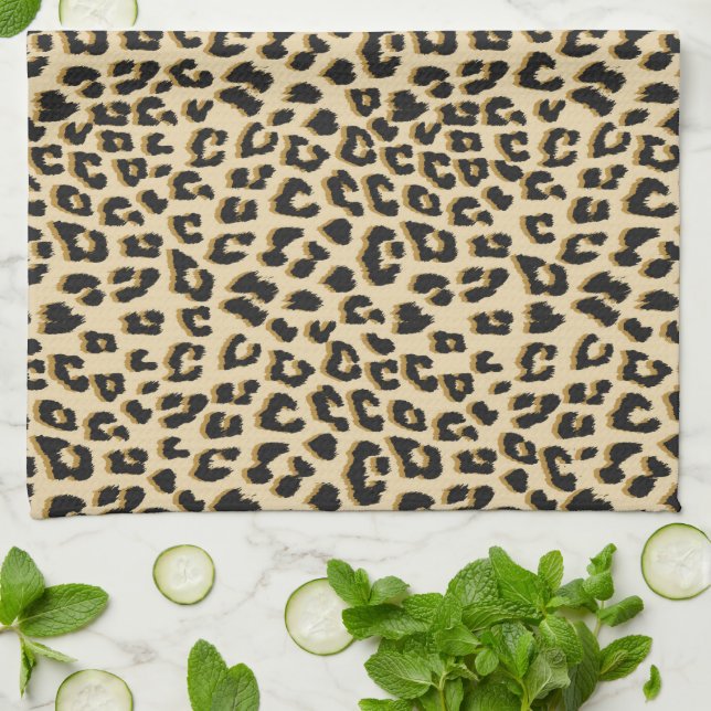 Wild Elegance Leopard Print Kitchen Towel (Folded)