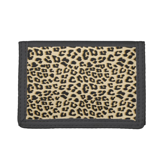 Wild Elegance Leopard Print Trifold Wallet (Front)