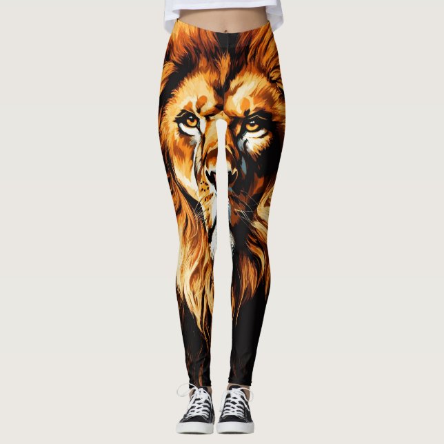 Wild Elegance: Lioness Printed Leggings (Front)