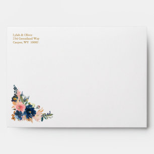 Wild Elegance Navy Blush & Gold Wedding Envelope