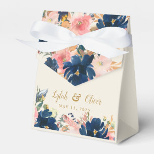 Wild Elegance Navy Blush & Gold Wedding Favor Boxes