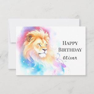 Wild Elegant Wish Lion Birthday Card